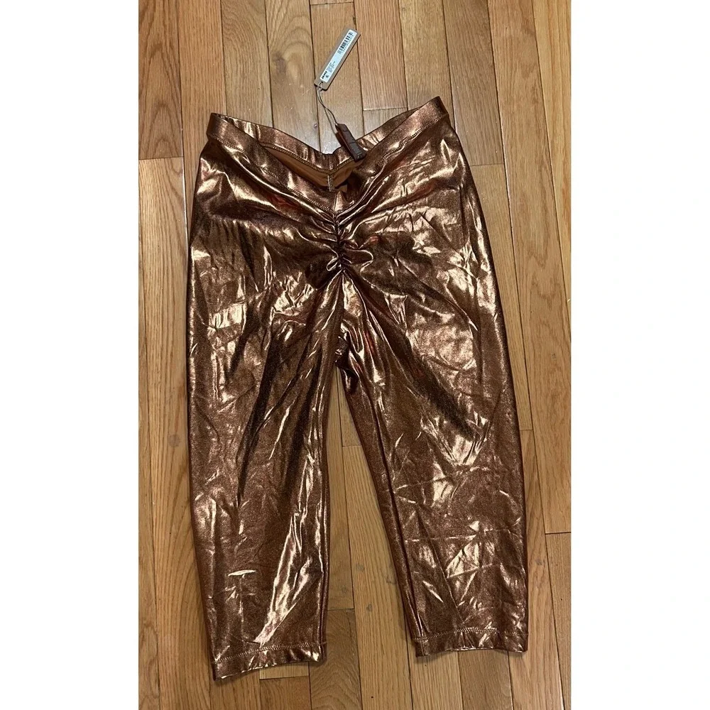Skims Metallic Swim V Waist Pants In Penny Size Medium NWT